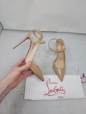 Christian Louboutin Nude Jenlove Ankle Strap Pointed Toe Pump